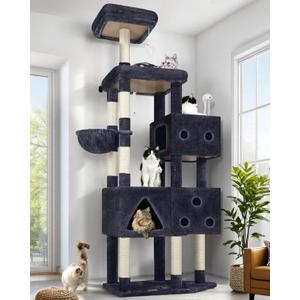 Globlazer Extra Large Cat Tower, 81-inch Tall Cat Tree for Big Cats 20 lbs, XXL Heavy Duty Cat Scratching Tower for Indoor Adult Cats with 3 Cat Condos, 8 Scratching Posts, F81, Dark Grey