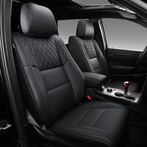PTYYDS Seat Covers Compatible with 2011-2021 Jeep Grand Cherokee Seat Covers Full Set Leather Seat Protector Replacement for 2011-2021 Jeep Grand Cherokee Accessories(Full Set,Black)