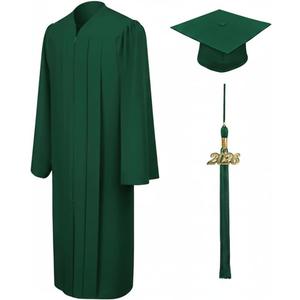 CLERKMANS Unisex Matte Graduation Cap Gown Tassel Package, High School and University (Green), 60 (6'3"-6'5")