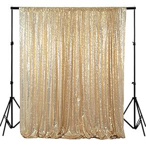 ShinyBeauty PHOTOBOOTH Backdrop - 4FTx7FT - Light Gold Sequin Fabric, Wedding & Rust Backdrop, Photography Curtains