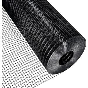 Black Hardware Cloth 1/2 Inch 24 in x 100 ft 19 Gauge PVC Coating Wire Mesh Rolls Vinyl Coated Welded Chicken Wire Fencing for Home and Garden Fence and Home Improvement Project
