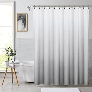 Central Park Grey Ombre Waffle Weave Shower Curtain Water Resistant Decorative Gradient Print Bathroom Spa Hotel Fabric Shower Curtain Liner with 12 Grommets(Cream White/Gray, 70"x72")