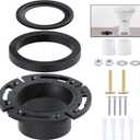 RV Toilet Seal and 3'' Floor Flange Kit, Designed for RV 300/310/320 Series, Replaces 385345892 Socket Flange and 385311658 Flush Seal and 385311652 Base Seal, 3 in 1 Combo Kit - Black (#385345892/SE345892, #385311658, #385311652)