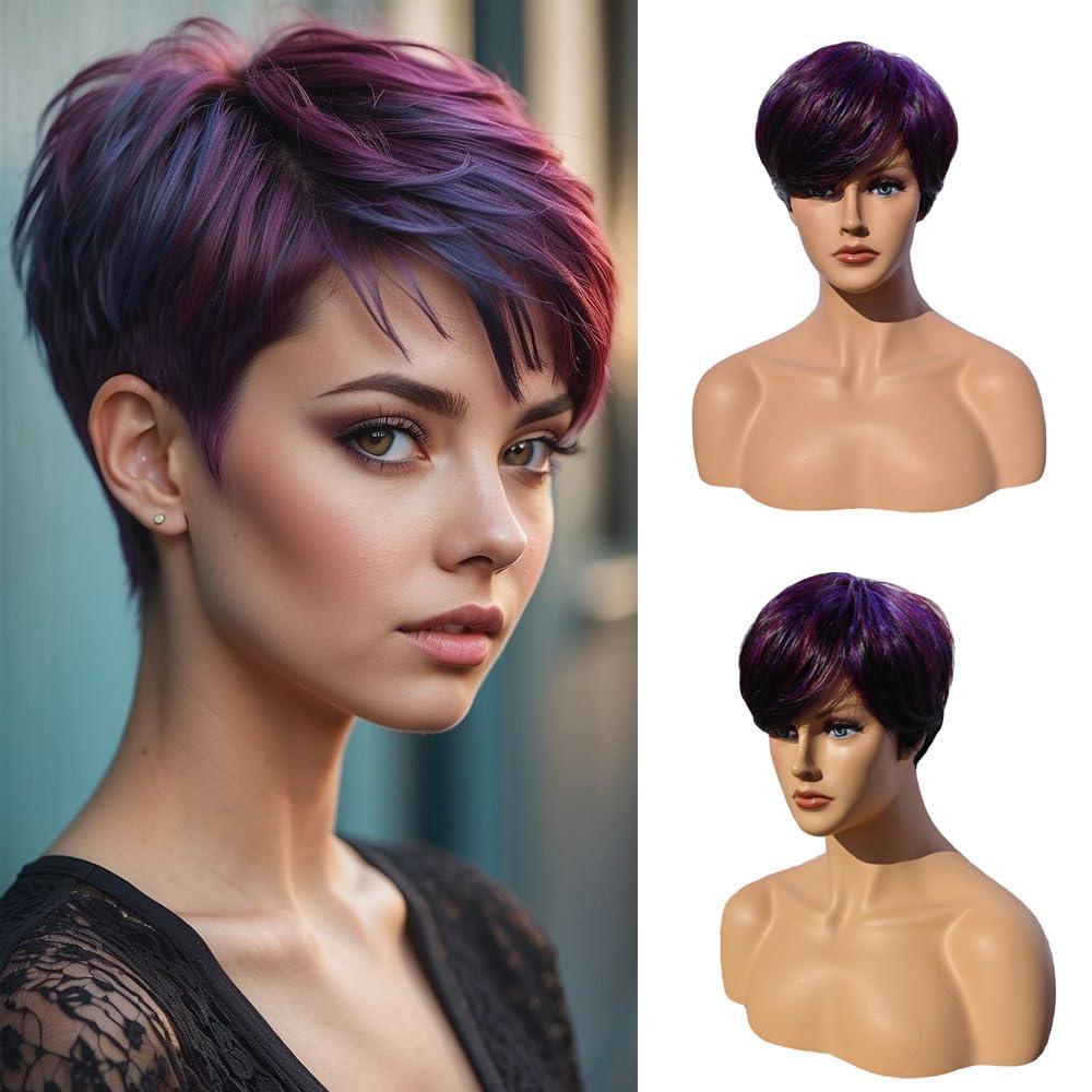 Pixie Cut Wig Pixie Wigs for Black Women Colorful Wigs Glueless Full Machine Made Short Cut Wig Synthetic Wigs for Black Women C9518