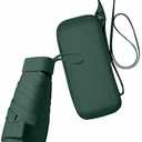 ESUFEIR Mini Sun Umbrella for Purse With Case, Small Compact UV Umbrella Travel Essentials, Lightweight Portable Parasol Windproof for Women Men Kids (Dark green)