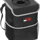 EPAuto Waterproof Car Trash Can with Lid and Storage Pockets, 2.5 Gallon, Black