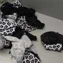 Frienda 24 Pcs Leopard Car Accessories Leopard Car Seat Cover Full Set Cheetah Steering Wheel Metal License Plate Headrest Seat Belt Armrest Pad Handbrake Gear Cover Keyring(White Black)
