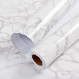 practicalWs Glossy Marble Contact Paper White Peel and Stick for Countertop, Grey Granite Thick Removable Wallpaper for Kitchen Cabinets Furniture Refurbishment Wall Decor Vinyl Wrap, 2ft