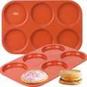 2 Pack Silicone Muffin Top Pans for Baking 4" Jumbo Size 6-Cavity Large Round Silicone Baking Mold for Whoopie Pie Pan,Hamburger Bun, Corn Bread, Candy, Eggs, Muffin, Soap