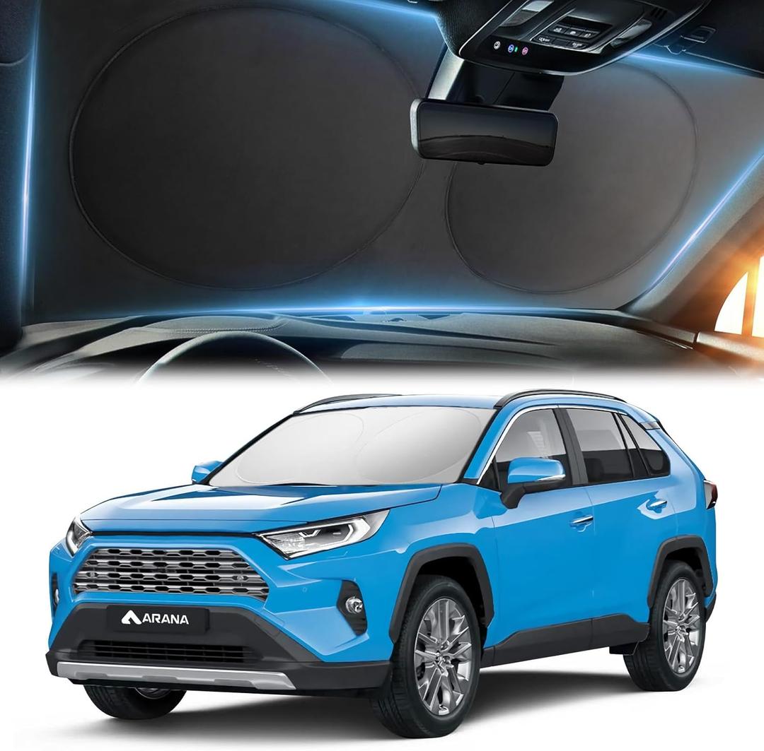 ARANA Car Windshield Sun Shade240T Thickened UV Blocking Automotive Sunshades2025 Upgrade Heat & Light-Proof Sun Visor Keeps Car CoolUniversal Fit Sedan/SUV/Truck/Van (64"x32")