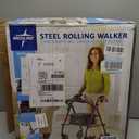 Medline Steel Rollator Walker with Seat, Burgundy, 350 lb. Weight Capacity, 6 Wheels, Foldable, Adjustable Handles, Rolling Walker for Seniors, Walker for Mobility Impaired