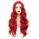 Red Long Curly Wavy Wigs for Women Natural Looking Heat Resistant Hair Wig for Halloween Party Use