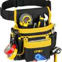 Tool Belt,Magnetic Tool Pouch,14-Pockets Tool Belts for Men,Detachable & Adjustable Tool Pouch belt for Electrician,Carpenter,Construction,Work Apron,Utility Belt,Black-Yellow