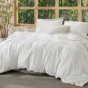 Bedsure Muslin Duvet Cover King Size - Cotton Blend Rayon Derived from Bamboo, Cooling Duvet Covet for Hot Sleepers - Ultra-Soft & Breathable Bedding Set for All Seasons(White, 104"x90")