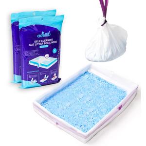 24 Count Litter Box Liners, Waste Bags Compatible with Pet-safe ScoopFree Self-Cleaning Litter Box Tray Refills, Drawstring Litter Bags for Reusable Tray, Pre-Separated (38"L x 14.5"W x 7.8"H)