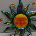 18 "Solar Sun Face Wall Art - Metal Sun Sculpture with LED Lights & Smiling Face, Outdoor Wall Hanging Decorations (Blue)