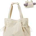 Gym Tote Bag for Women, Lightweight Yoga Mat Bag with Wet Dry Storage Pocket & Multi Pockets (16 Inch, Cream White)