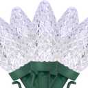 LED Faceted C9 Christmas Lights - Pure White - 67' Green Wire - 100ct