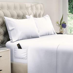 DREAMCARE Queen Sheet Set – Cooling Sheets – up to 21” Extra Deep Pocket Queen Sheets – Hotel Luxury Sheets & Pillowcases – Superior Softness 100% Fine Microfiber with Side Pocket – White