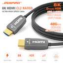 8K HDMI Fiber Optic Cable CL2 Rated 50 Feet 48Gbps 8K60Hz 4K120Hz Dynamic HDR eARC HDCP2.2/2.3 for RTX4080/4090/3080/3090, Xbox S/X, PS5/4, AVR, Projector, LG/Samsung/Sony TV