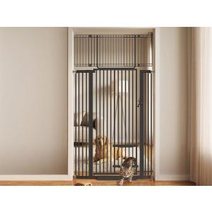 71" Extra Tall Cat Gate 29.5-40.6 Wide Pet gate with Small Cat Door,Pet Gate NO Drilling Pressure Mount Kit for Cats and Dogs Indoor Doorways liveing Room Bedroom-Black