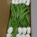 20pcs White tulips artificial flowers Faux Flowers Fake tulips Flowers Mother's Day Easter ValentineS Day Gifts in Home Kitchen Wedding Dining Table Decorations