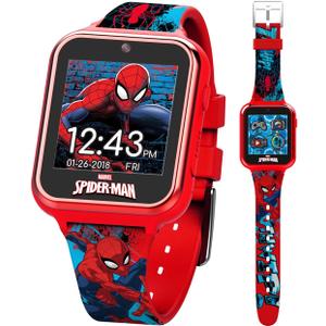 Accutime Marvel Spider-Man Red Educational Touchscreen Smart Watch Toy for Boys, Girls, Toddlers - Selfie Cam, Learning Games, Alarm, Calculator, Pedometer, and More (Model: SPD4588AZ)