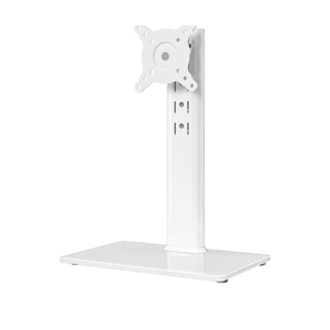Hemudu Single LCD Computer Monitor Free-Standing Desk Stand Riser for 13 inch to 32 inch Screen with Swivel, Height Adjustable, Rotation, Holds One (1) Screen up to 77Lbs(HT05W-001) White