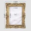 eletecpro 5x7 Vintage Picture Frame with Real Glass Cover, Ornate Antique Photo Frame, Display 5x7 Picture for Tabletop or Wall Hanging Horizontal & Vertical, Gold Home Decor for Gallery Art