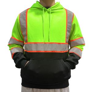 High Vis Safety Hoodie, Class 3 Reflective Hoodie for Construction, Pullover Hi Vis Sweatshirt with Black Bottom Yellow L