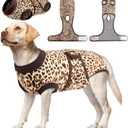 Kuoser Dog Surgery Suit, Comfy Dog Recovery Suit Female Doggie Onesie for Surgery, Post-Op Onesie for Female & Male Dogs, Soft Protective Wear, BrownLeopard XL (XL (Back:20.1-24.8'', Weight:42-75 LB))