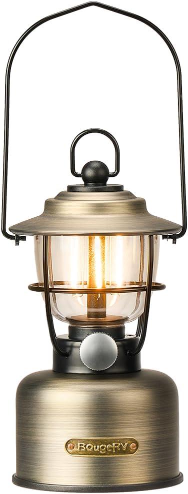 BougeRV VL01 Camping Lantern, Stepless Dimming LED Light, Tungsten Filament Glow, Rechargeable Vintage Lantern, IPX5 Portable Hanging Lamp for Camping, Hiking, Power Outage, Adventure, Emergency Use