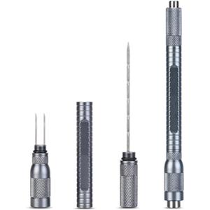Cigar Punch 4 in 1 Multitool Dual Size Punch with Draw Enhancer Cutter and Twin Nubber (Color: Gray)