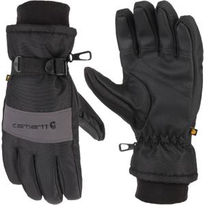 Carhartt Men's Waterproof Insulated Knit Cuff Glove (Medium, Black/Grey)