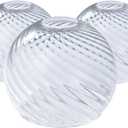 3 Pcs Clear Ripple Fitter Opening Lighting Fixture Globe Replacements, E26 Base 1-5/8 Inch Fitter, Globe Cover for Ceiling Wall Fixtures Lamp Posts or Streetlights