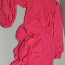 Women's Bodycon Midi Dress Fall Long Sleeve Ruched Ruffle Hem Mermaid Cocktail Wedding Guest Dresses
, S