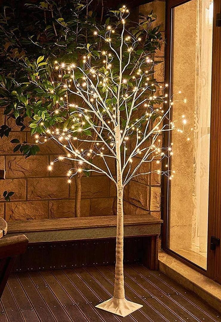 EAMBRITE 6FT Prelit Birch Tree with 288LT Led 8 Modes Fairy Tree Light Warm White Decor Home Festival Party Christmas Indoor and Outdoor UseEAMBRITE 6FT Prelit Birch Tree