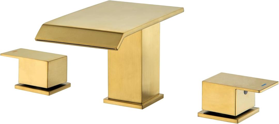 Roman Tub Faucet Brushed Gold Deck Mount Waterfall Bathtub Faucet 2 Handles High Flow Bath Tub Faucet Set