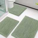 Smiry Bathroom Rugs Sets 3 Piece, Soft Absorbent Chenille Bath Mat and U-Shaped Contour Toilet Rug, Machine Wash Dry Bath Mat Sets for Bathroom Tub and Floor (30"x20"+24"x16"+24"x20", Sage Green)
