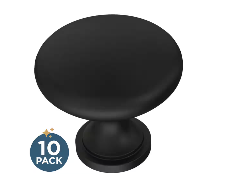 10-Pack Mushroom 
Black Round Cabinet Knobs
