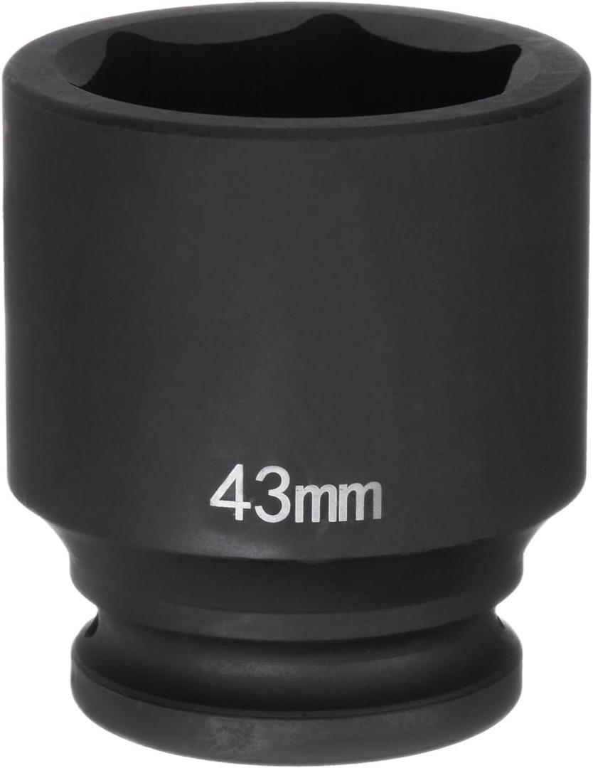 HARFINGTON 6-Point Impact Socket 3/4" Drive 43mm Metric 40Cr Alloy Steel Spindle Axle Nut Impact Socket