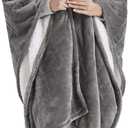 Beautyrest Heated Throw Blanket Wearable Shawl for Gifts, Sherpa to Fleece Electric Wrap Poncho, Auto Shut Off, Virtually No EMF, 3 Heat Level, UL Certified, Machine Wash, Grey 50"x64" (50 in x 64 in)