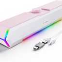 LENRUE G11 Computer Speakers for Desktop, Touch Lights PC Speakers with Surge Clear Sound, USB C/USB Powered for Computer Desktop PC Laptop Monitor(Pink)