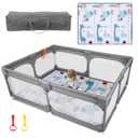 Baby Playpen with Mat 75"*59", Large Play Pen for Babies and Toddlers with Soft Breathable Mesh, Climb-Proof Anti-Fall Baby Playpen, Sturdy Safety Play Yard for Indoor Outdoor Fun, Grey