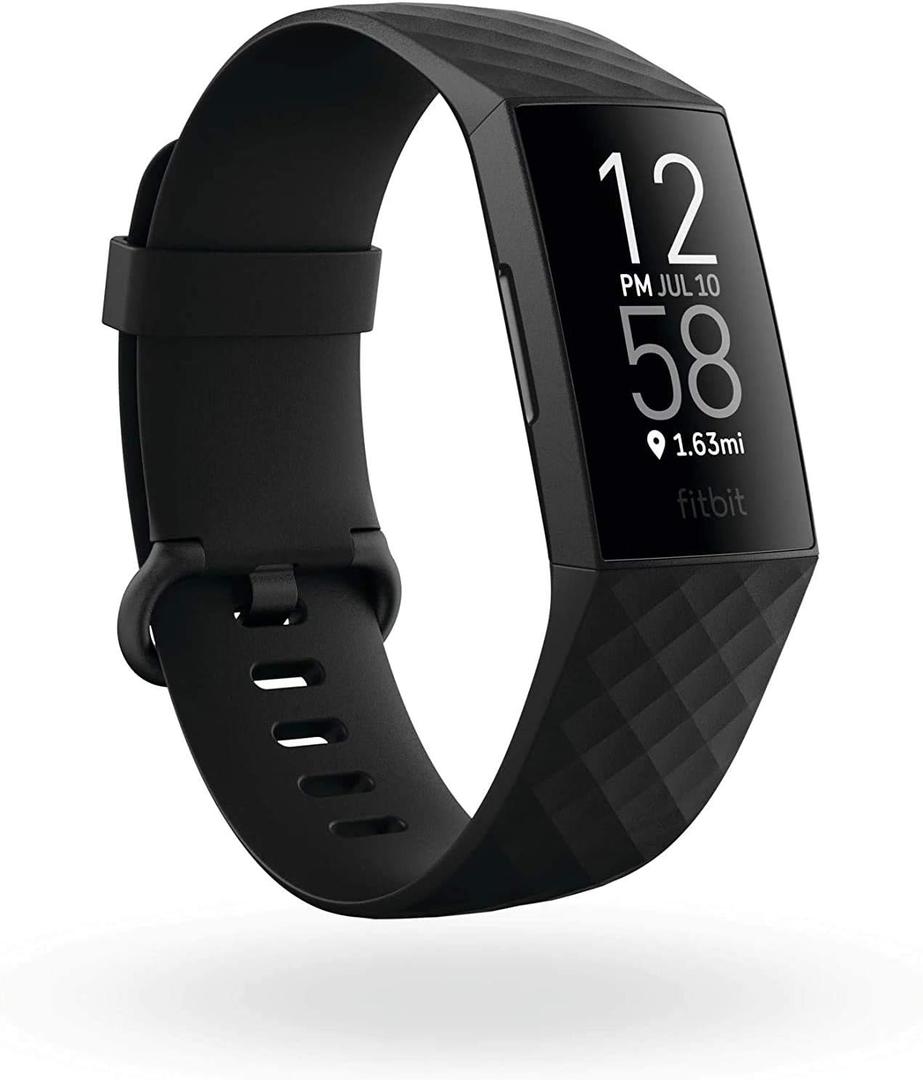 Fitbit Charge 4 Fitness and Activity Tracker with Built-in GPS, Heart Rate, Sleep & Swim Tracking, Black/Black, One Size (S & L Bands Included)