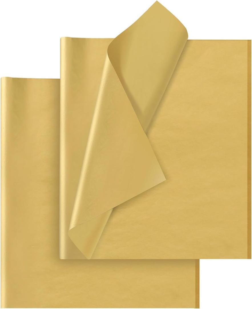 Gold Tissue Paper for Gift Bags - 30 Sheets of Gold Wrapping Tissue Paper Bulk Packaging Paper for Weddings Birthday DIY Project Christmas Gift Wrapping Crafts Decor (14 x 20 Inch)