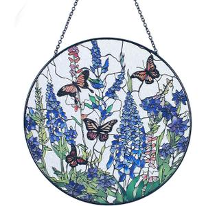 7.8'' Lavender Monarch Butterfly Suncatcher Stained Glass - Monarch Lavender Originally Designed Suncatchers for Sun Catchers Indoor Window | Beautiful Gifts for Butterfly Lovers
