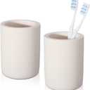 Remerry 2 Pack Stone Toothbrush Holder Diatomite Toothbrush Holders for Bathroom Fast Drying Electric Tooth Brush & Toothpaste Cups for Bathroom Countertop Organizer(Beige)