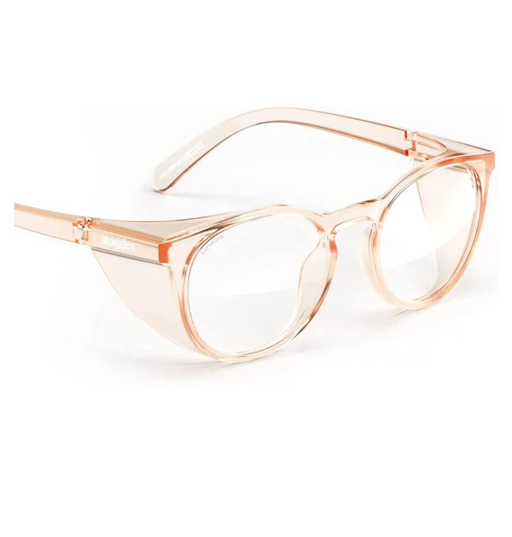 Stoggles Round Z87.1 Certified Polycarbonate Safety Glasses, Scratch & Shatter-Proof, Blue-Light & UV Blocking Lens, Top & Side Shields, Anti-Fog Dip Coated, Durable, Protective & Stylish Eyewear