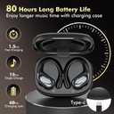 HAOYUYAN Wireless Earbuds, Sports Bluetooth Headphones, 80Hrs Playtime Ear Buds with LED Power Display, Noise Canceling Headset, IPX7 Waterproof Earphones for Workout/Running(Black)